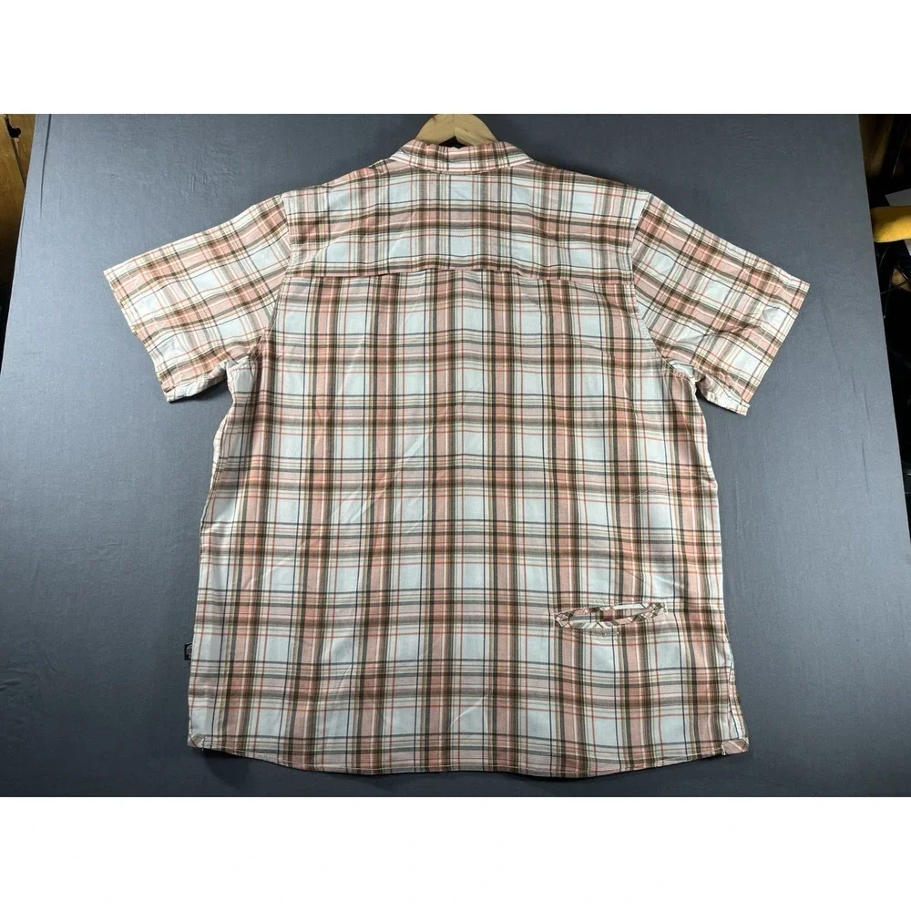 The North Face Button Up Shirt Mens 2XL XXL Orange Plaid Short Sleeve